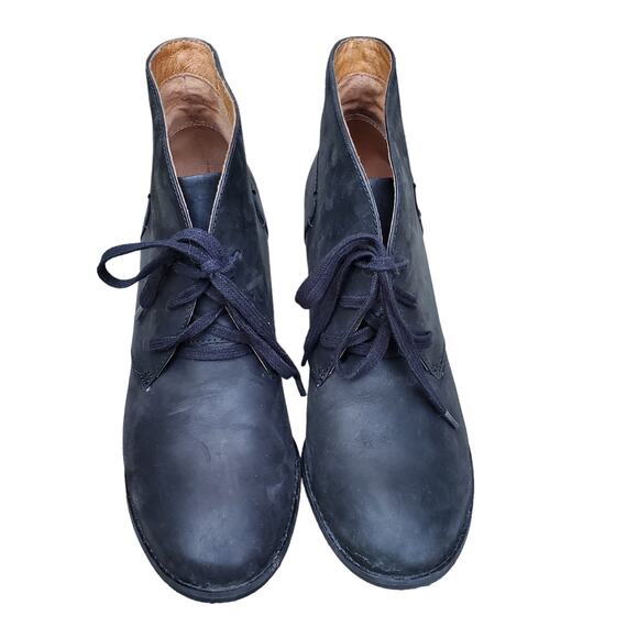 Clarks Indigo Black Leather Lace Up Block Heel Ankle Boot Bootie Sz 8.5 - Picture 4 of 10